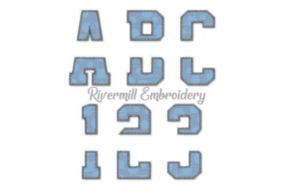 6 Split Varsity Zig Zag Embroidery Font