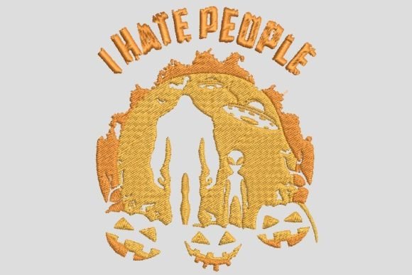 Bigfoot Hate People Halloween Embroidery