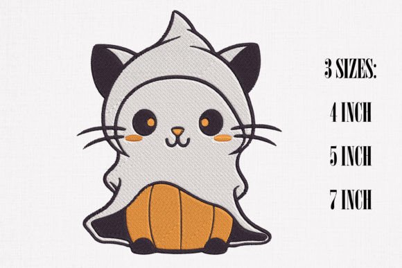 Boo Ghost Cat 2 Halloween Embroidery