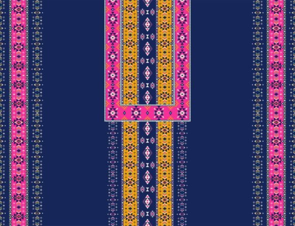 Colorful Aztec Neckline Embroidery