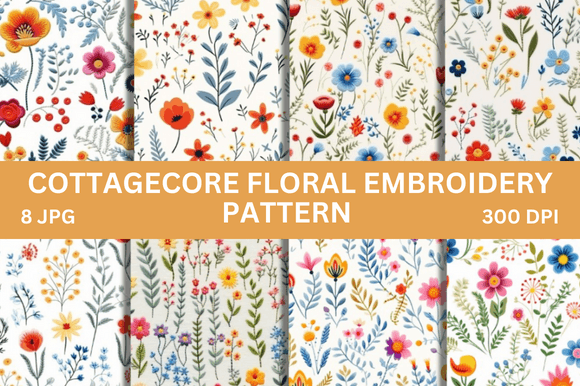 Cottagecore Floral Embroidery Pattern