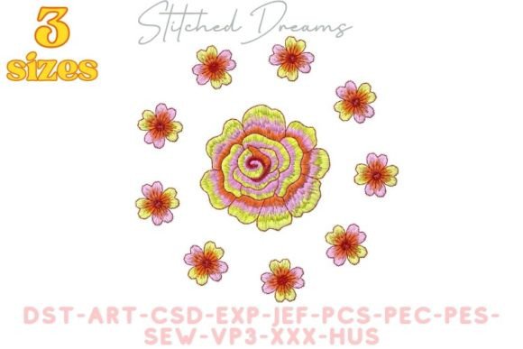 Flower Circle Embroidery Design