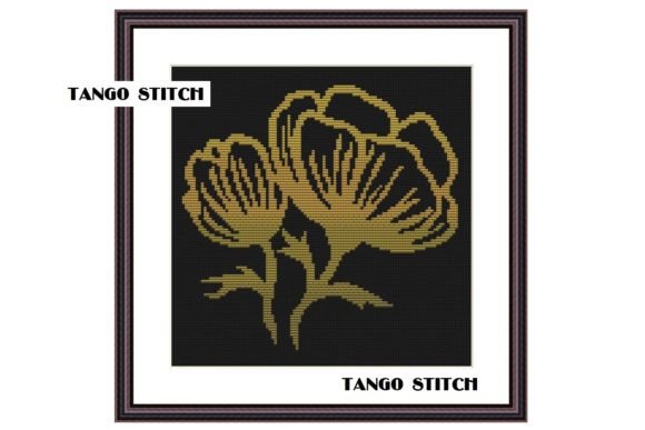 Golden Flower Cross Stitch Embroidery