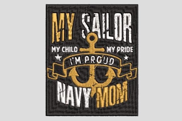 I Am Proud Navy Mom Embroidery File