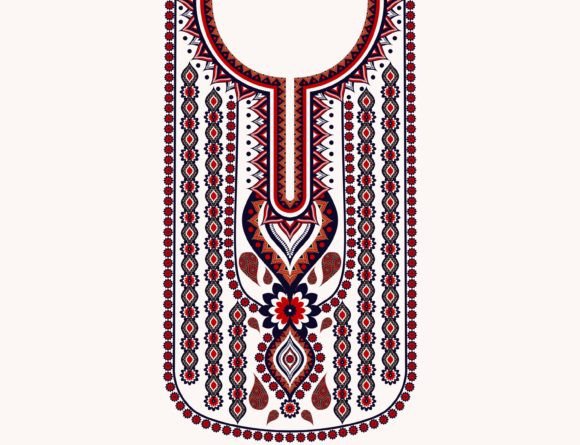 Neckline Embroidery Paisley Pattern
