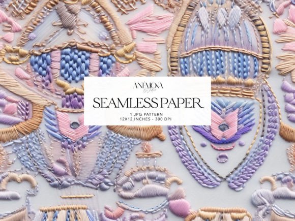 Pastel Folk Embroidery Background