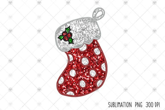 Stocking Clipart Faux Embroidery Sequins